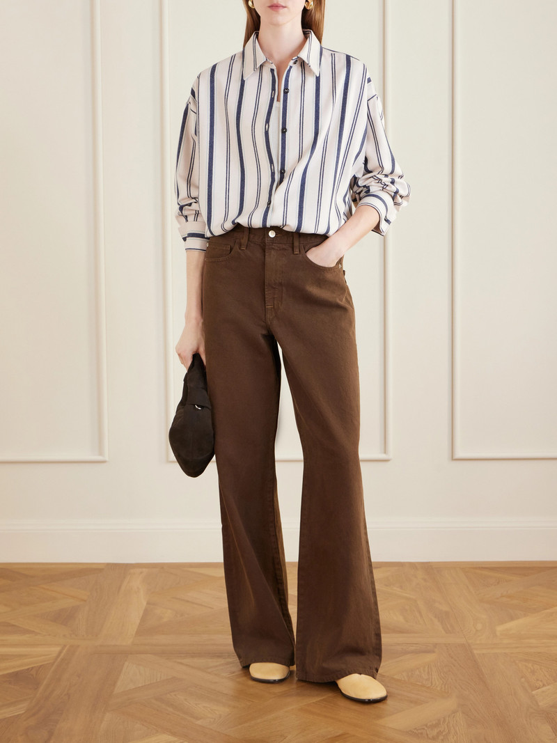 The Elder Statesman Cashlite Berti Striped Wool, Silk And Cashmere-blend Shirt outlook