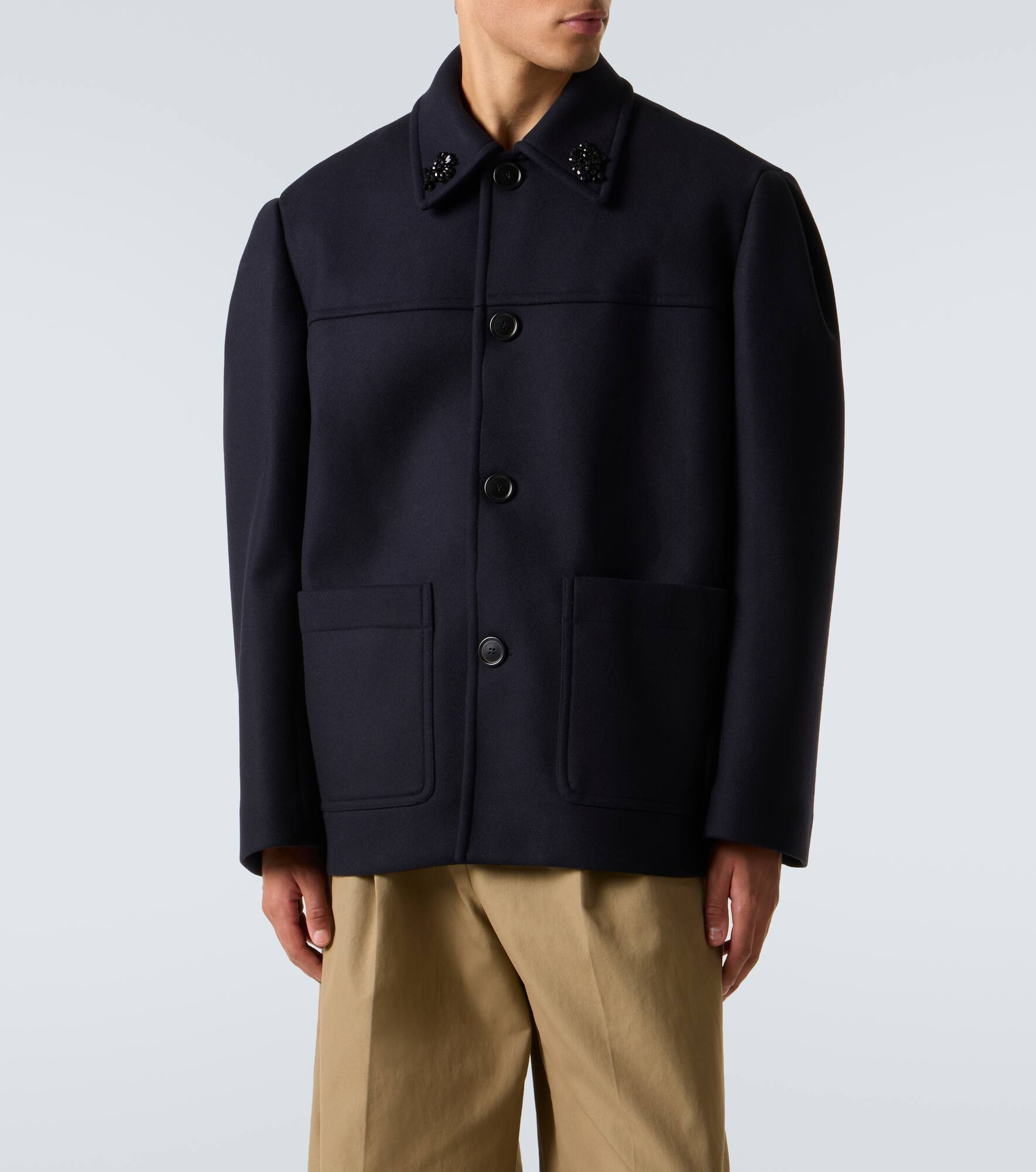 Embellished wool-blend jacket - 3