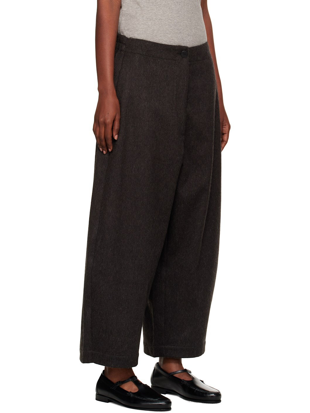 Brown Wool Curved Trousers - 2