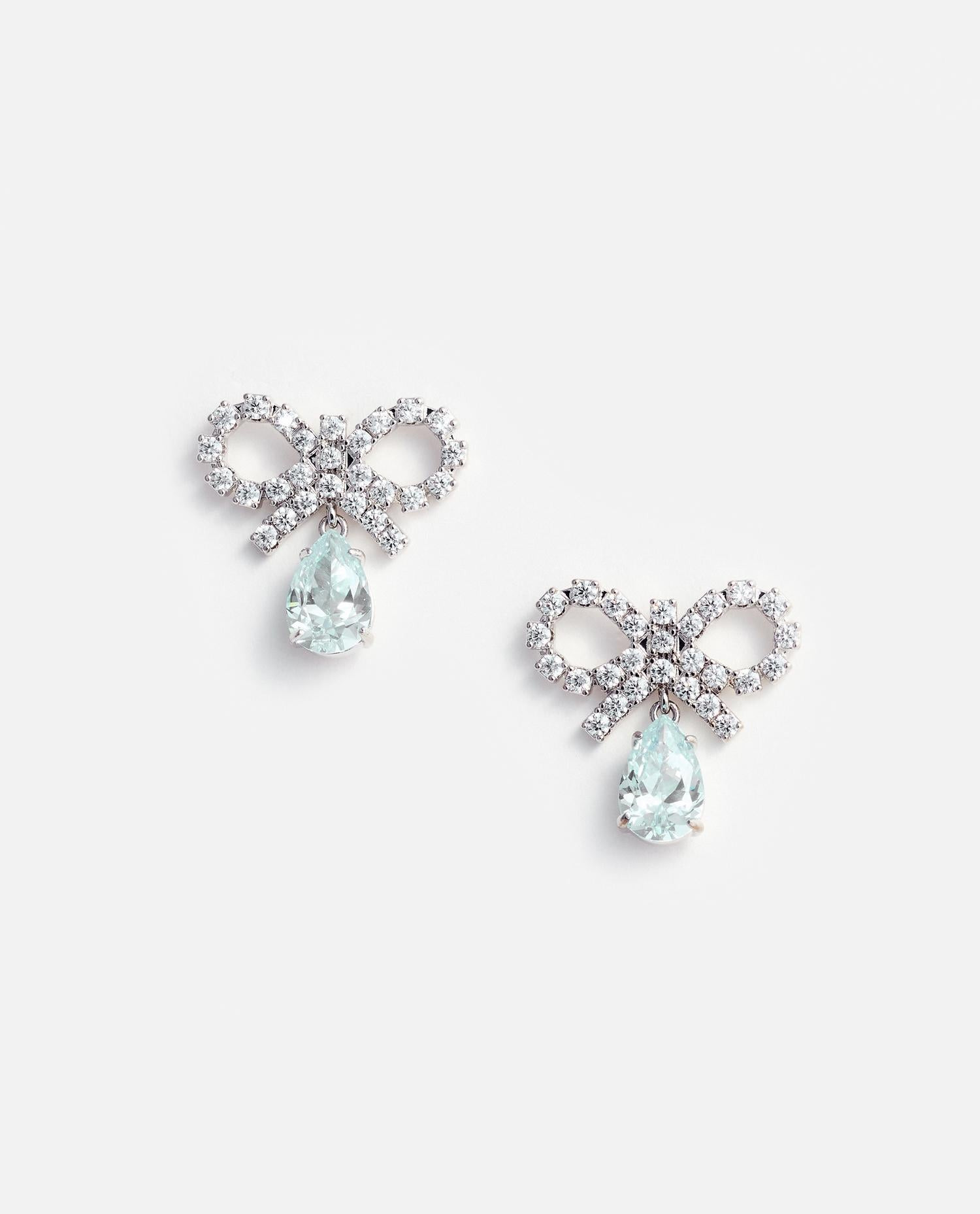 MICRO BOW BLUE DROPLET EARRINGS - 1