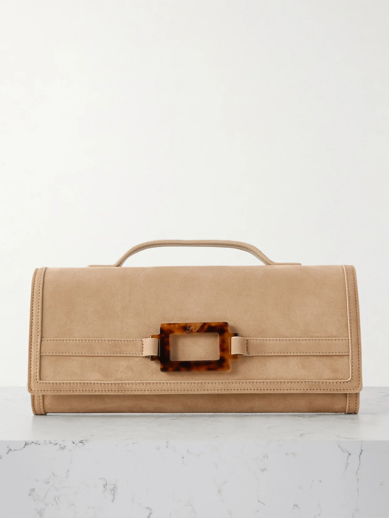 Belle Vivier Buckled Suede Clutch - 1