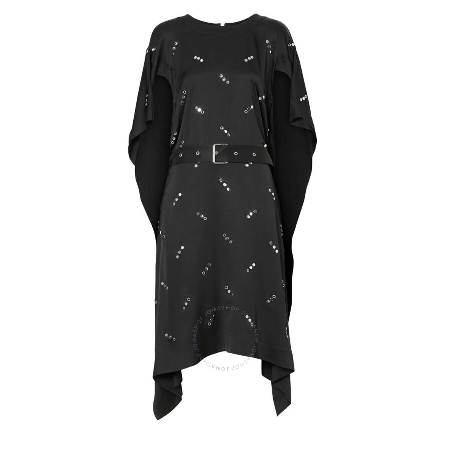 Burberry Black Antonina Embellished Asymmetric Belted Silk Dress - 2