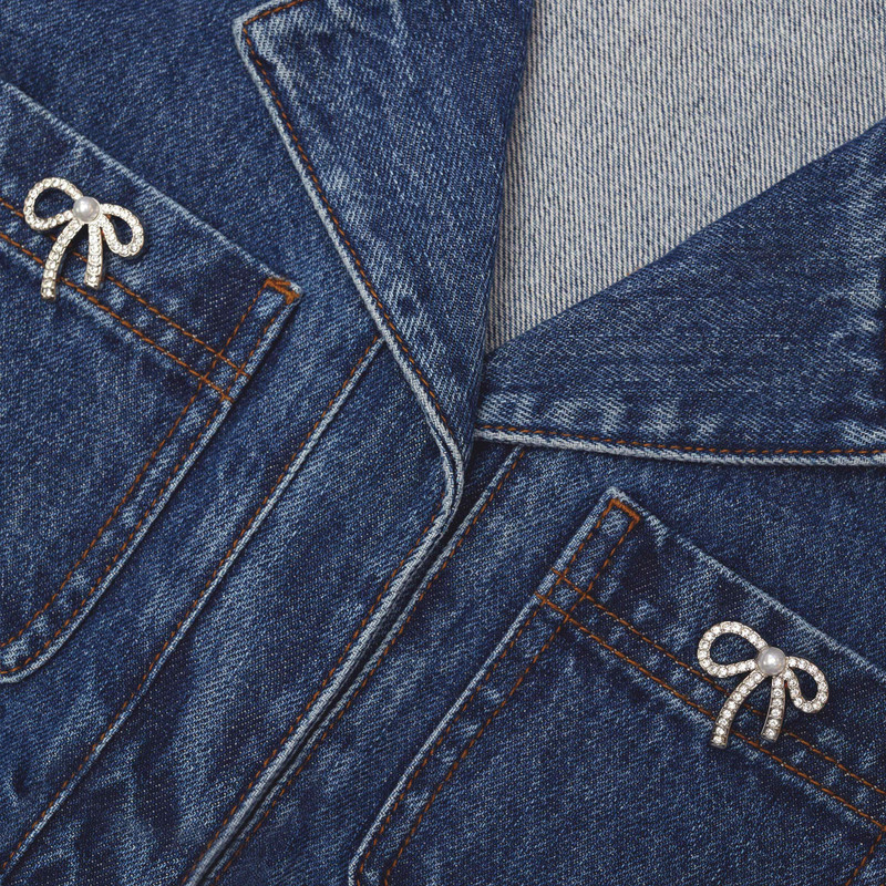 Bow Trim Denim Top 6