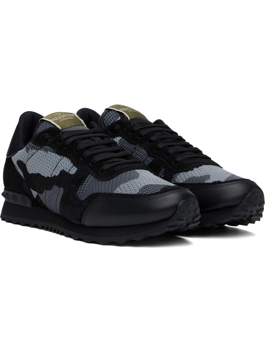 Black & Gray Mesh Fabric Camouflage Rockrunner Sneakers - 4