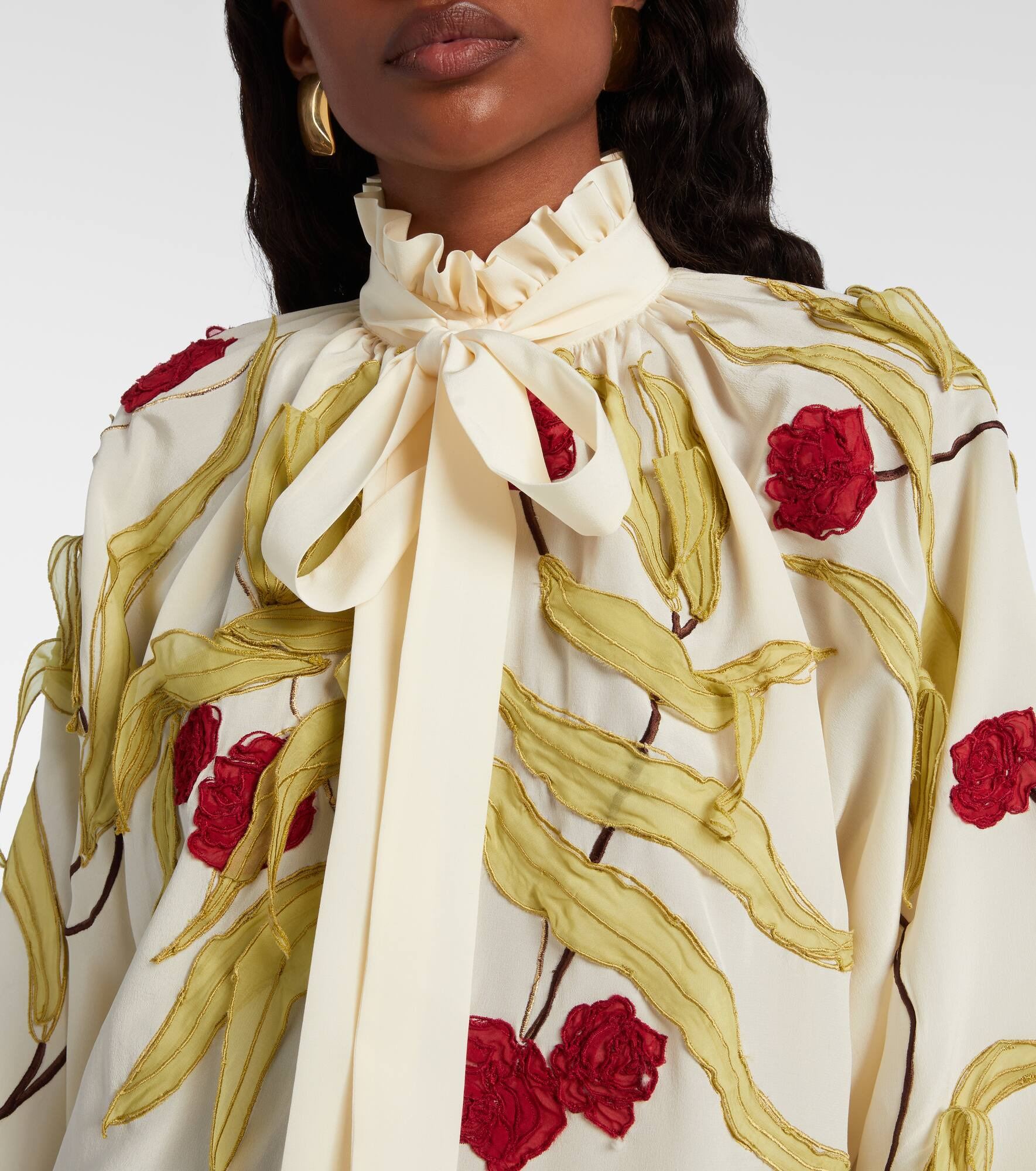Cerere embroidered silk blouse - 4