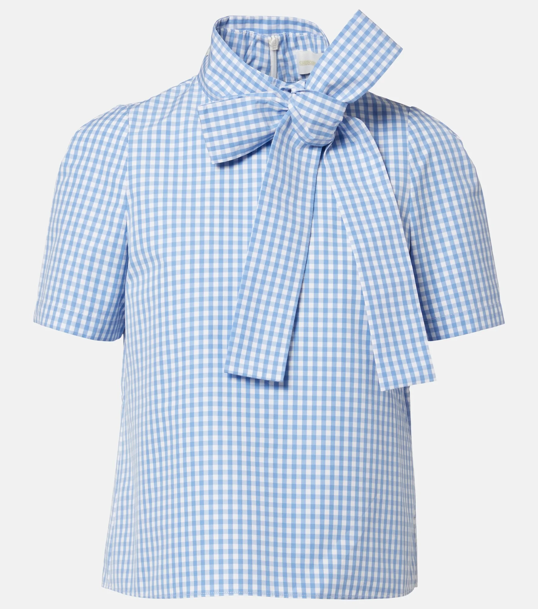 Bow-detail gingham cotton top - 1