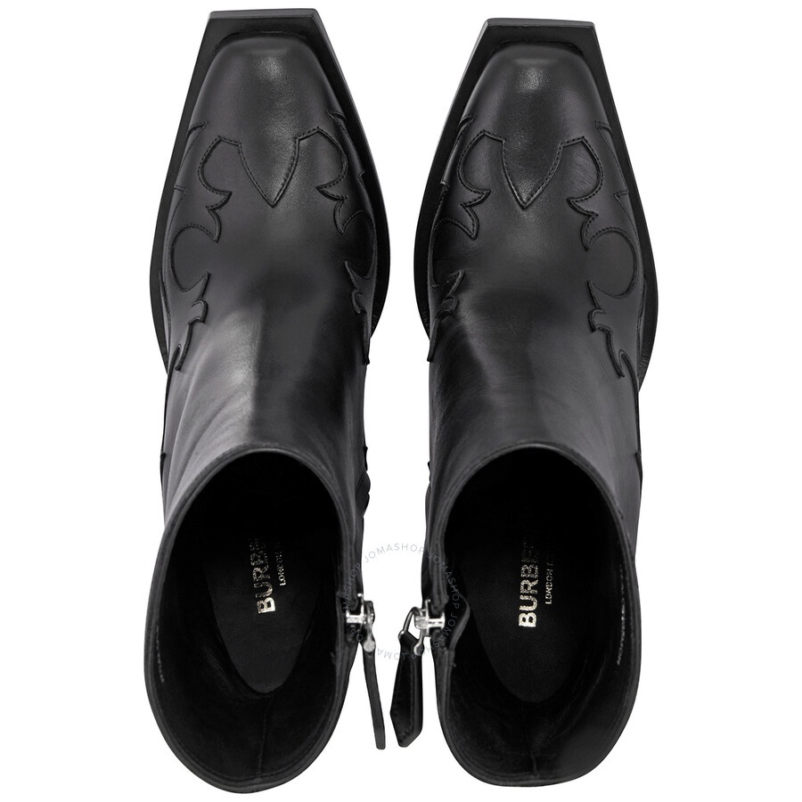 Burberry Ladies Black Star Detail Leather Block-Heel Ankle Boots - 3