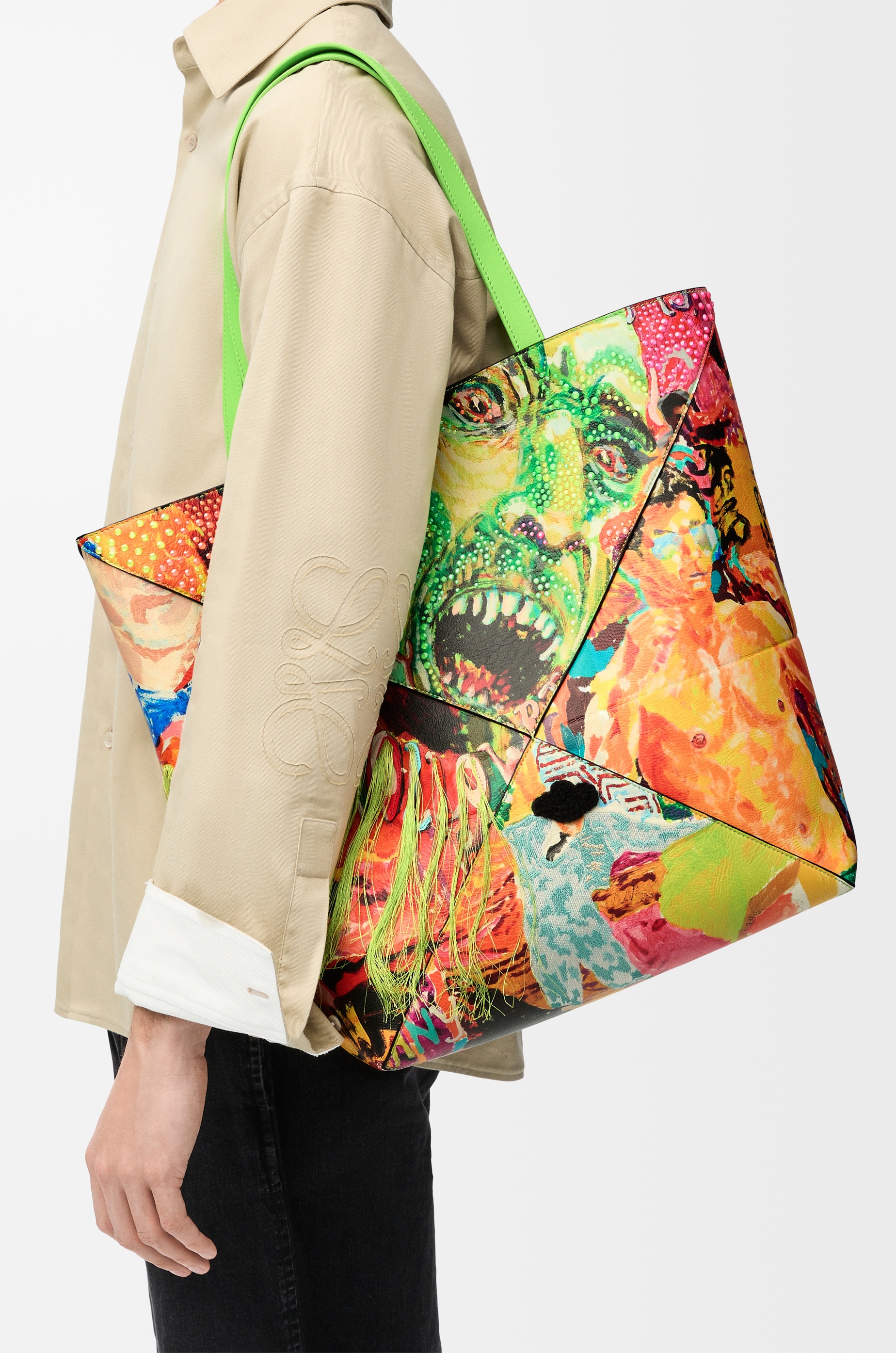 XL Puzzle Fold tote in classic calfskin - 3