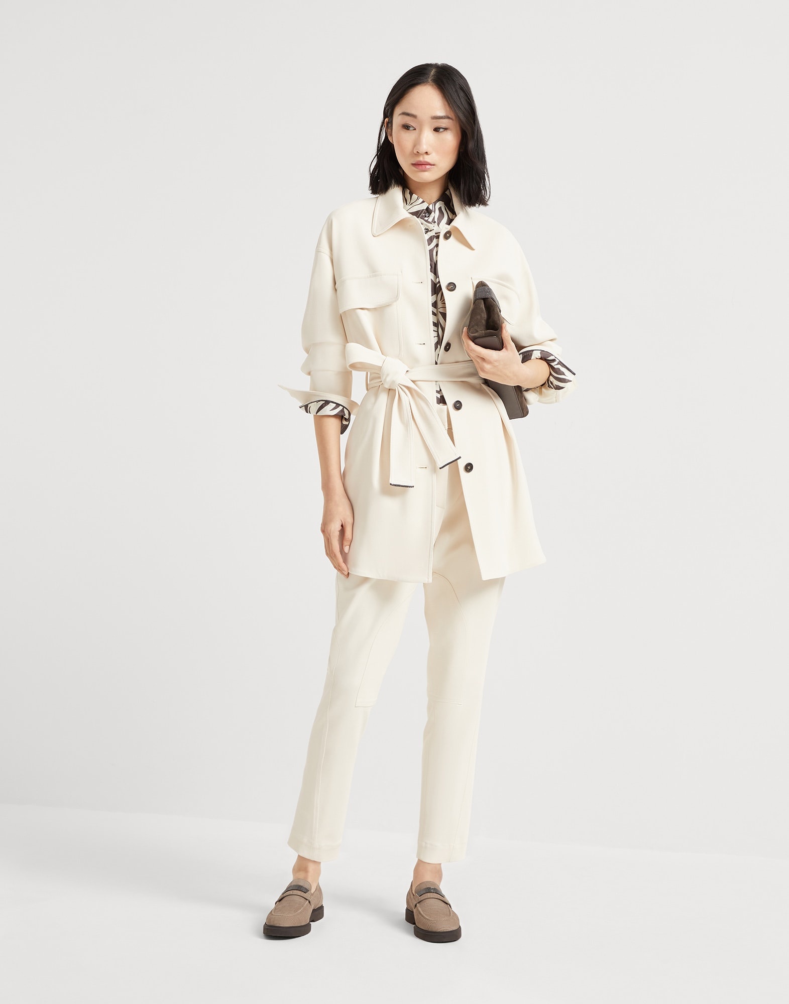 Viscose and wool stretch twill equestrian trousers with monili - 4