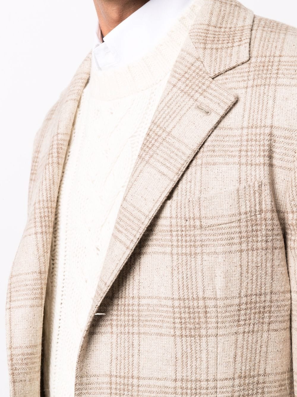 check-pattern single-breasted blazer - 5