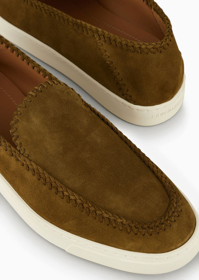 GIORGIO ARMANI Galleria 3 suede slip-ons outlook