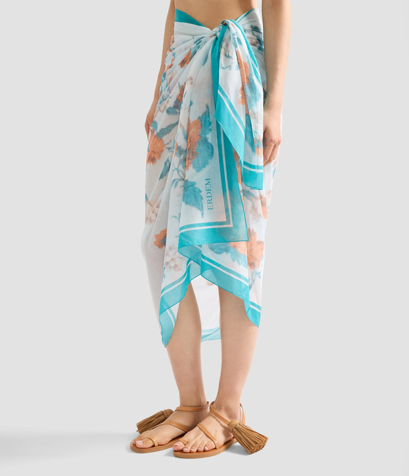 FLORAL PRINT COTTON VOILE PAREO 6