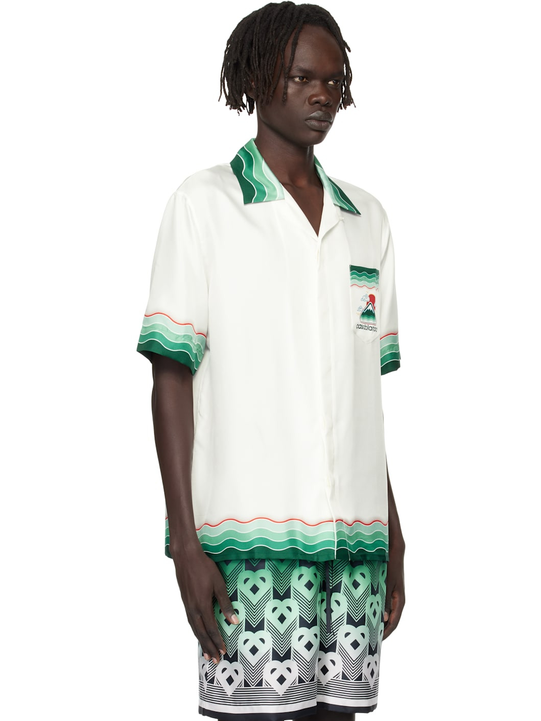 White Montagne Ondulee Silk Short Sleeve Shirt - 2
