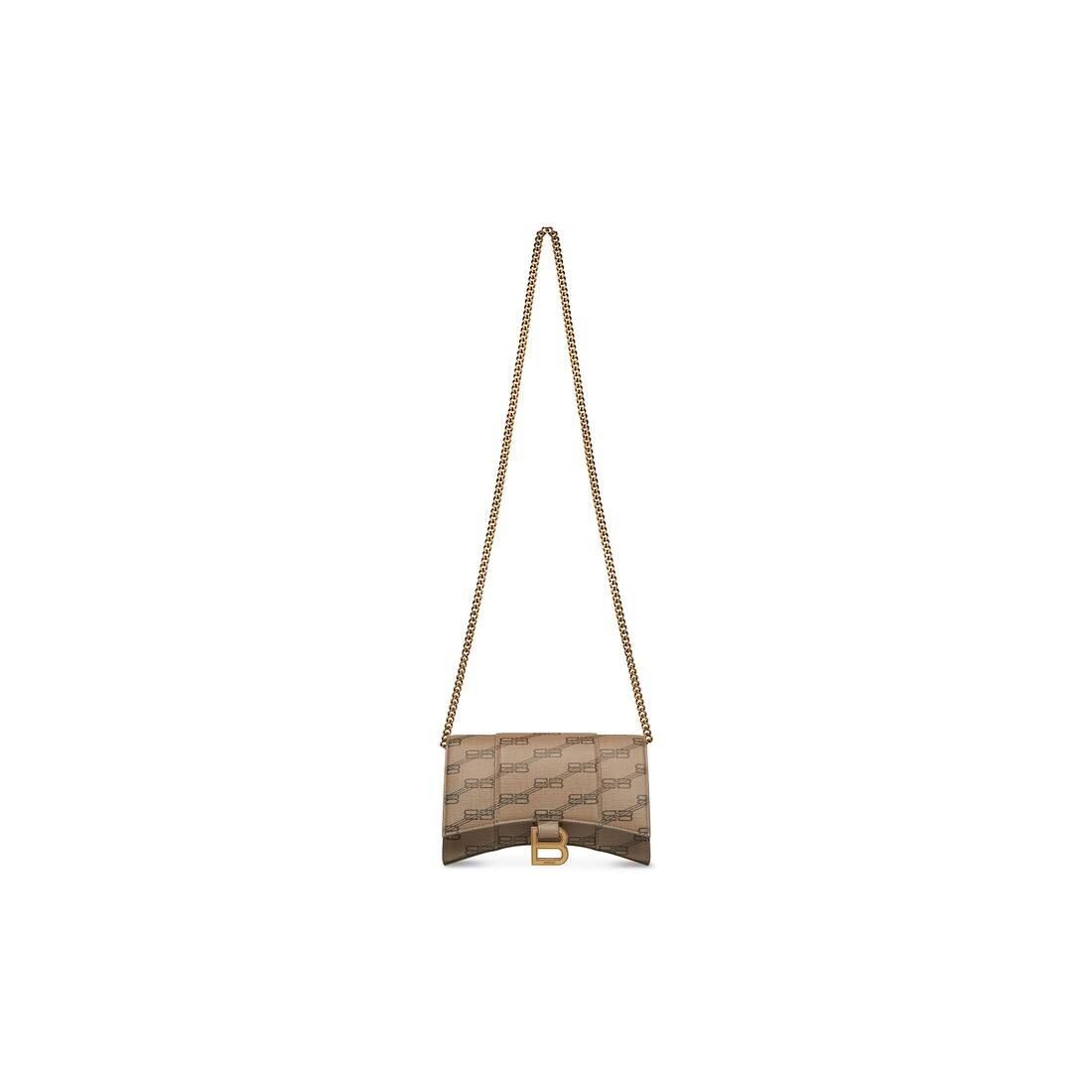 Women's Hourglass Wallet With Chain Bb Monogram Coated Canvas in Beige - 1