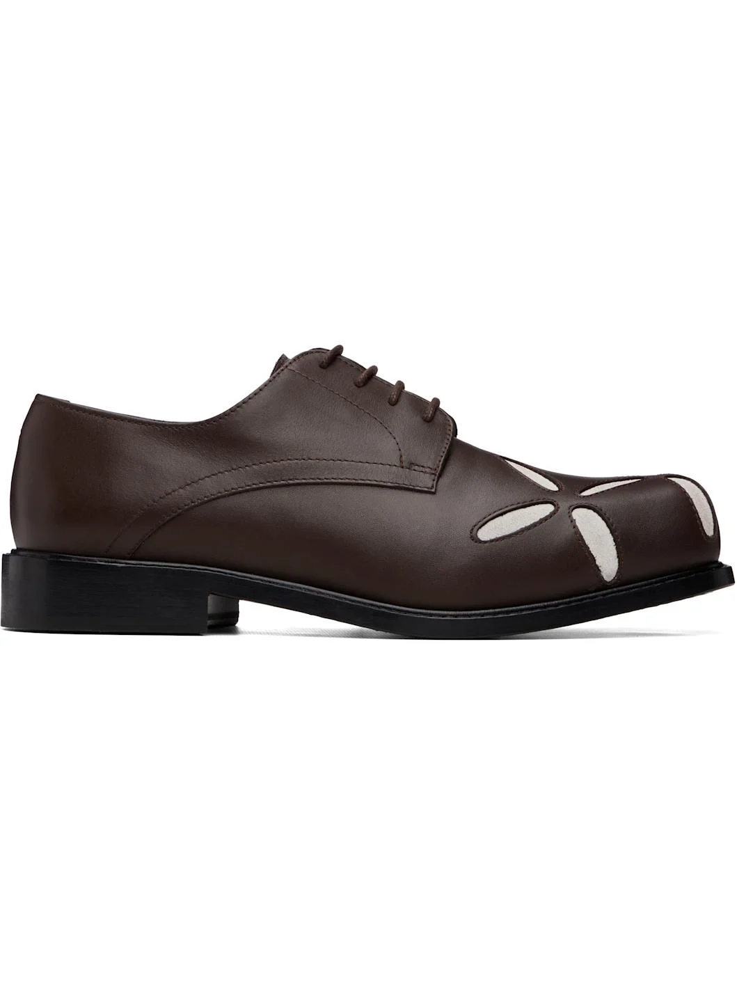 Brown Slashed Square Toe Derbys - 1