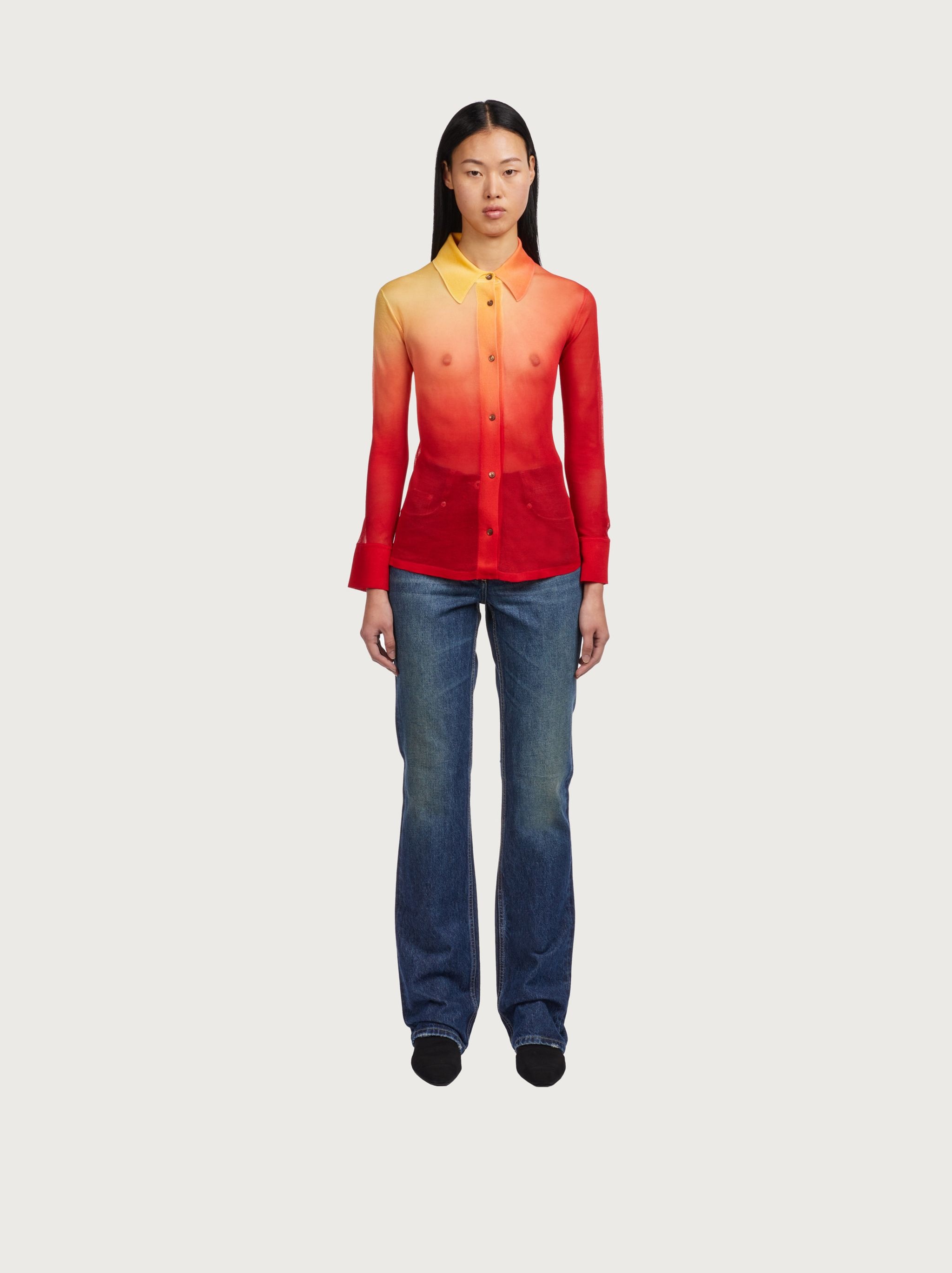Silk jersey sunset print shirt - 6