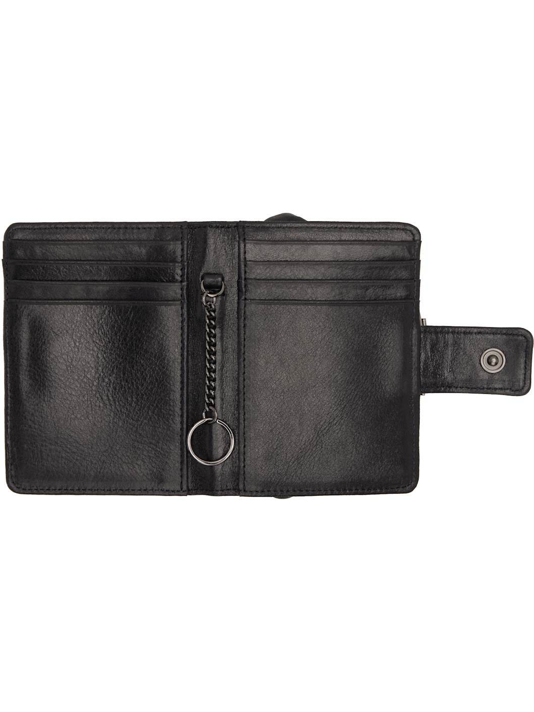 Black Leather Metal Clasp Wallet - 3