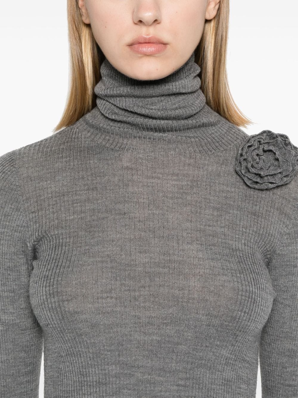 floral-appliquÃ© ribbed jumper - 5