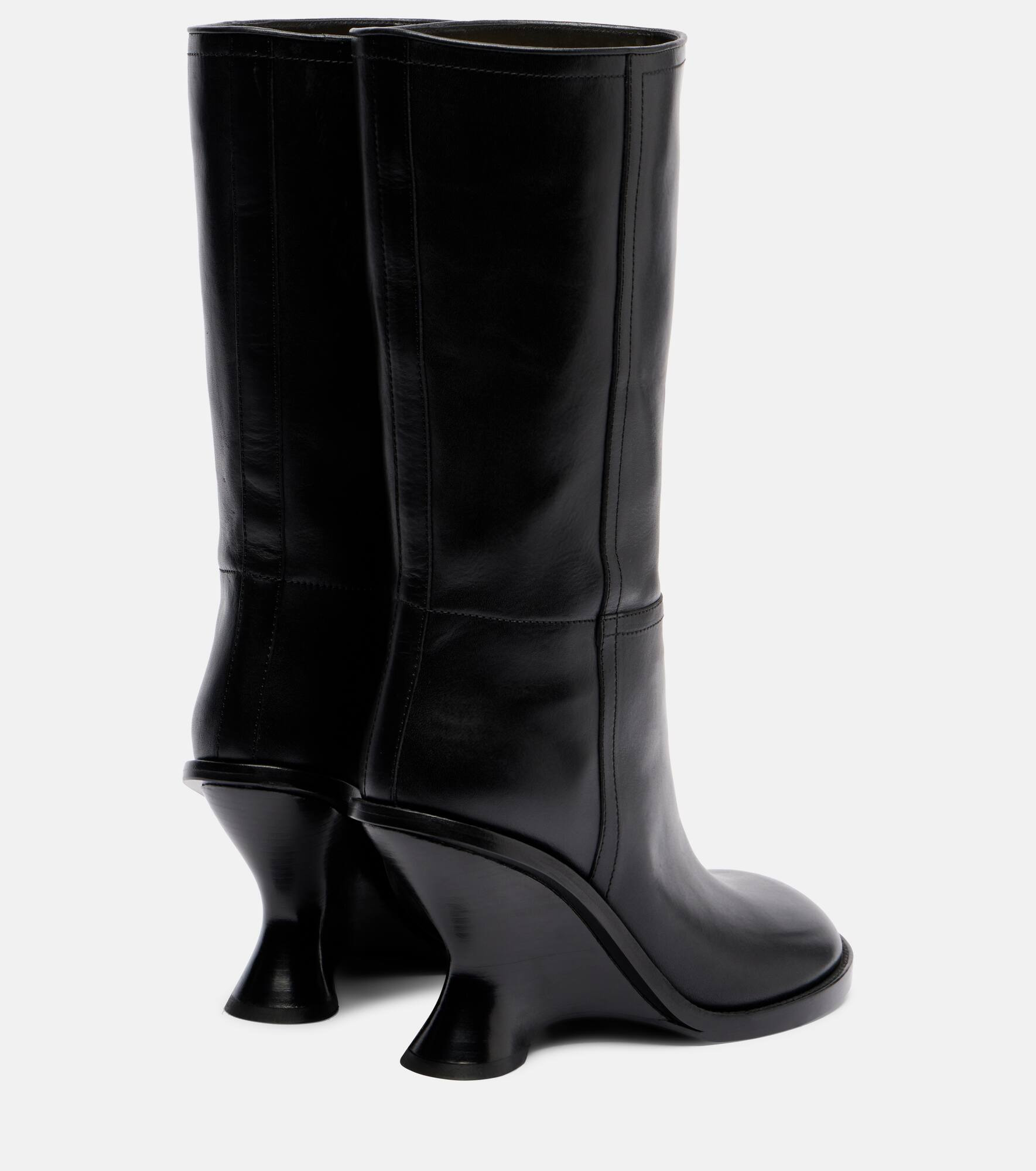 95 leather wedge knee-high boots - 2