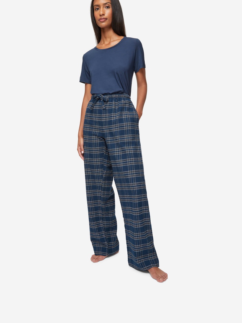 Women's Lounge Trousers Kelburn 30 Brushed Cotton Navy - 6