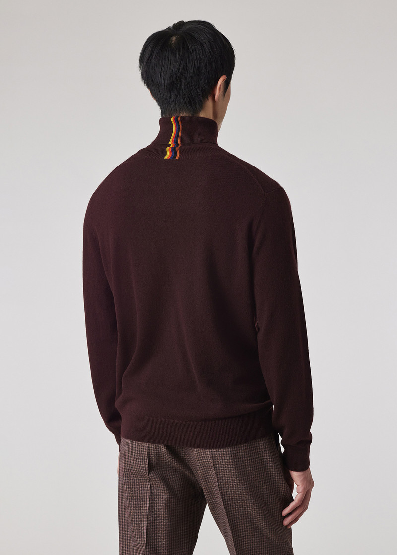 Burgundy Cashmere Roll Neck Sweater 5