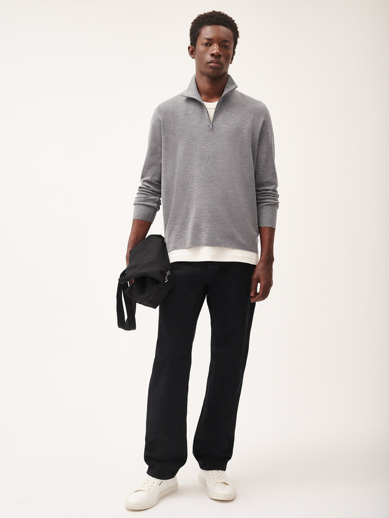Mens Regenerative Merino Wool Half-Zip Sweater - Grey Marl 4