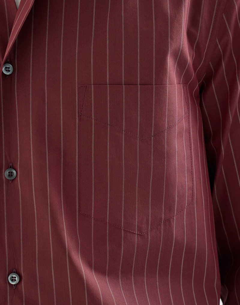 Double pinstripe cotton overshirt with Italian collar and chest pocket 5