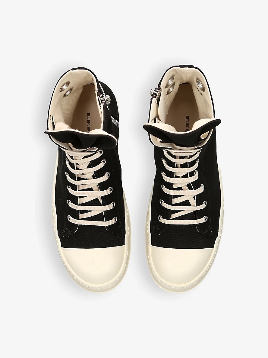 Eyelet-embellished canvas high-top trainers - 2