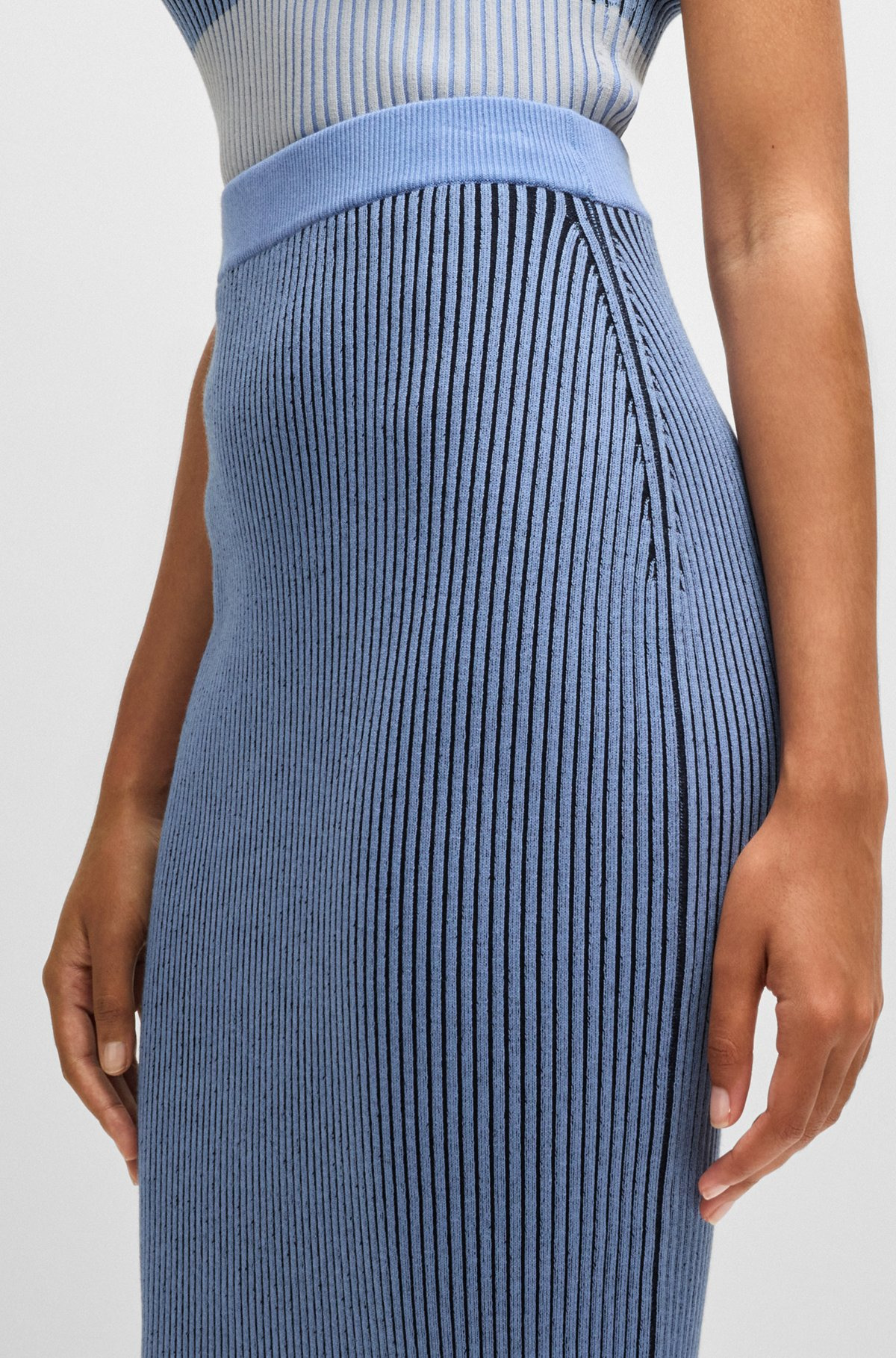 KNITTED TUBE SKIRT WITH TWO-TONE RIB - 5