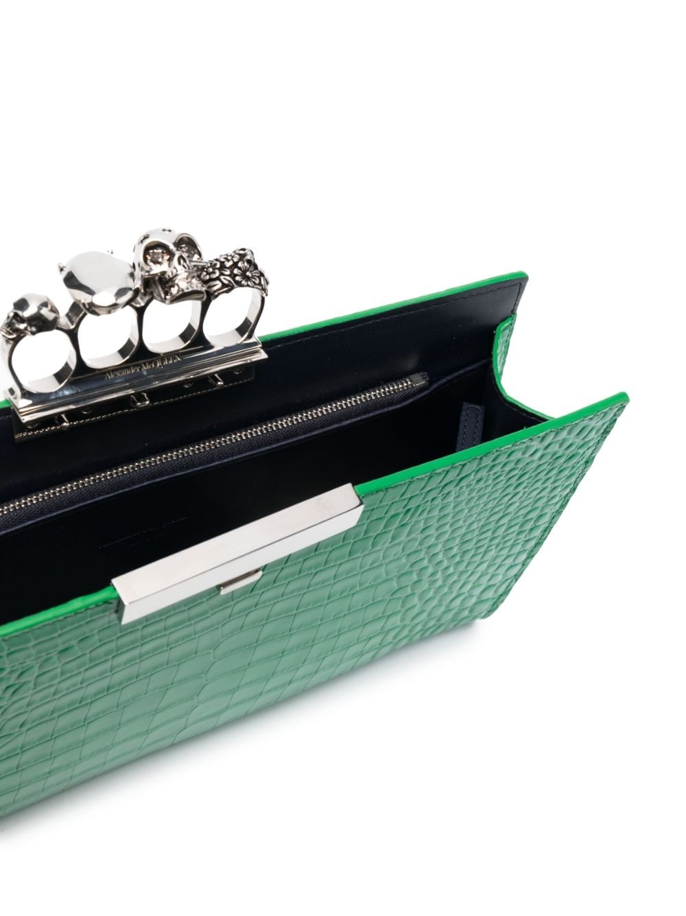 Jewelled crocodile-embossed clutch bag - 5