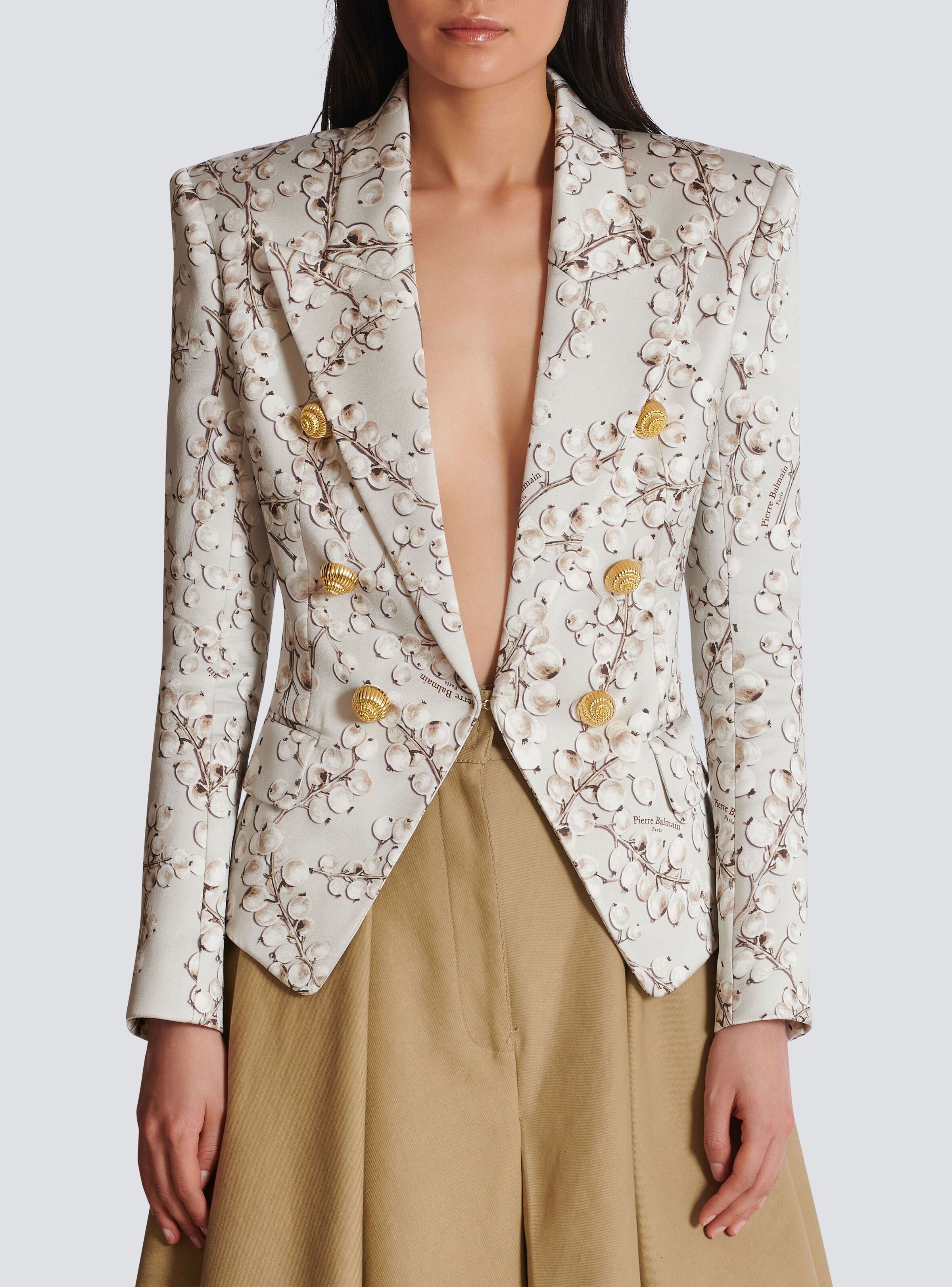 6-button satin jacket with Redcurrant print - 5