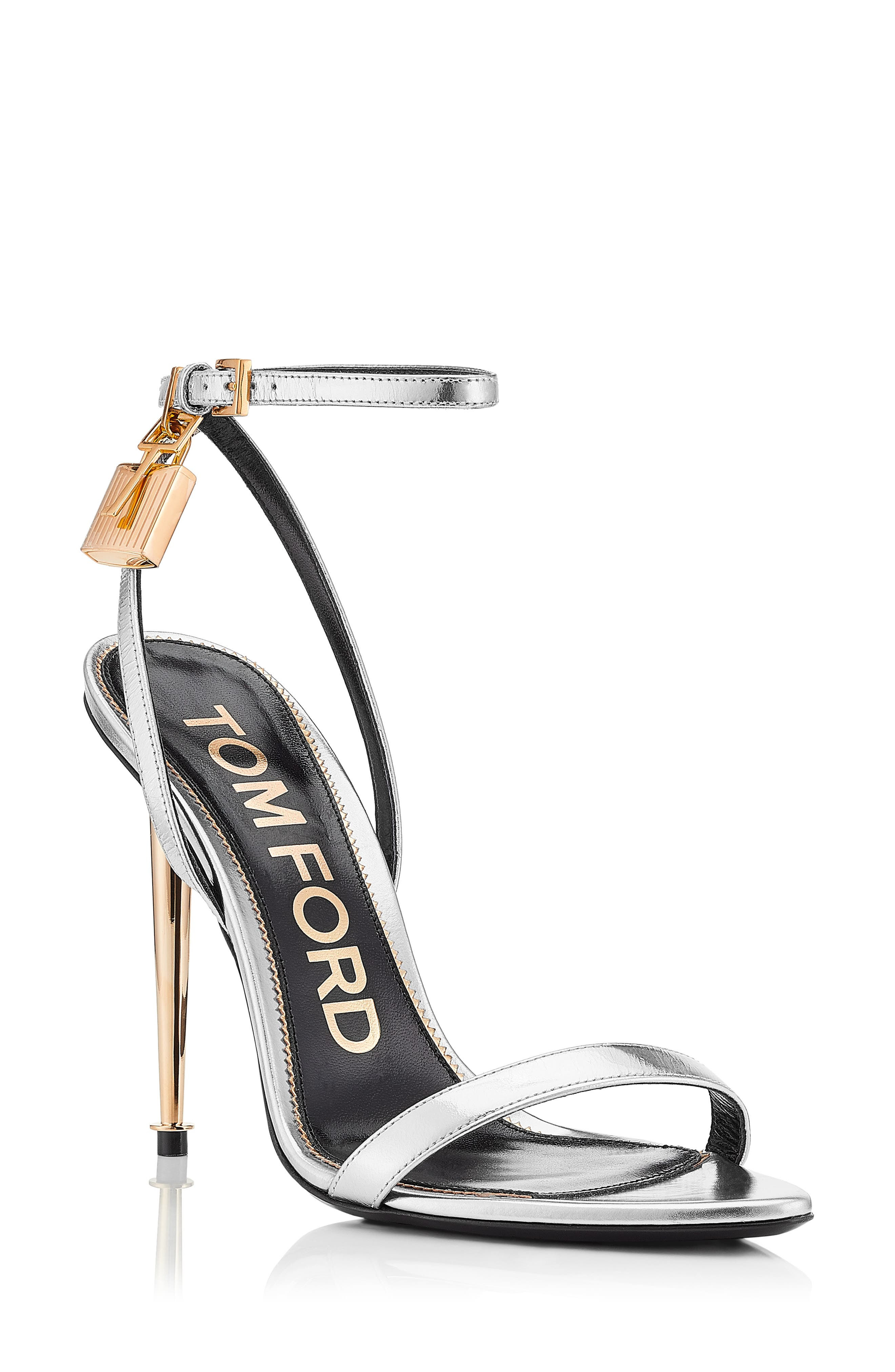 Padlock Naked Metallic Pointy Toe Sandal - 1