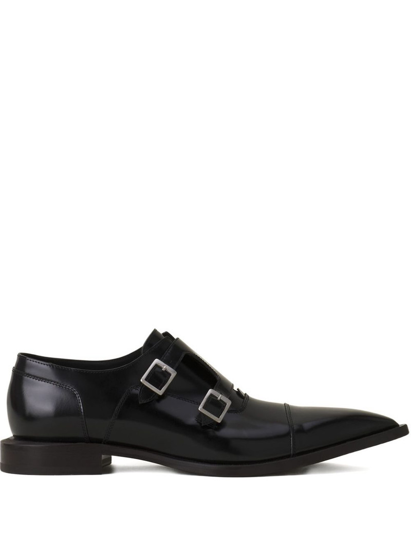 double-buckle pointed monk shoes 1