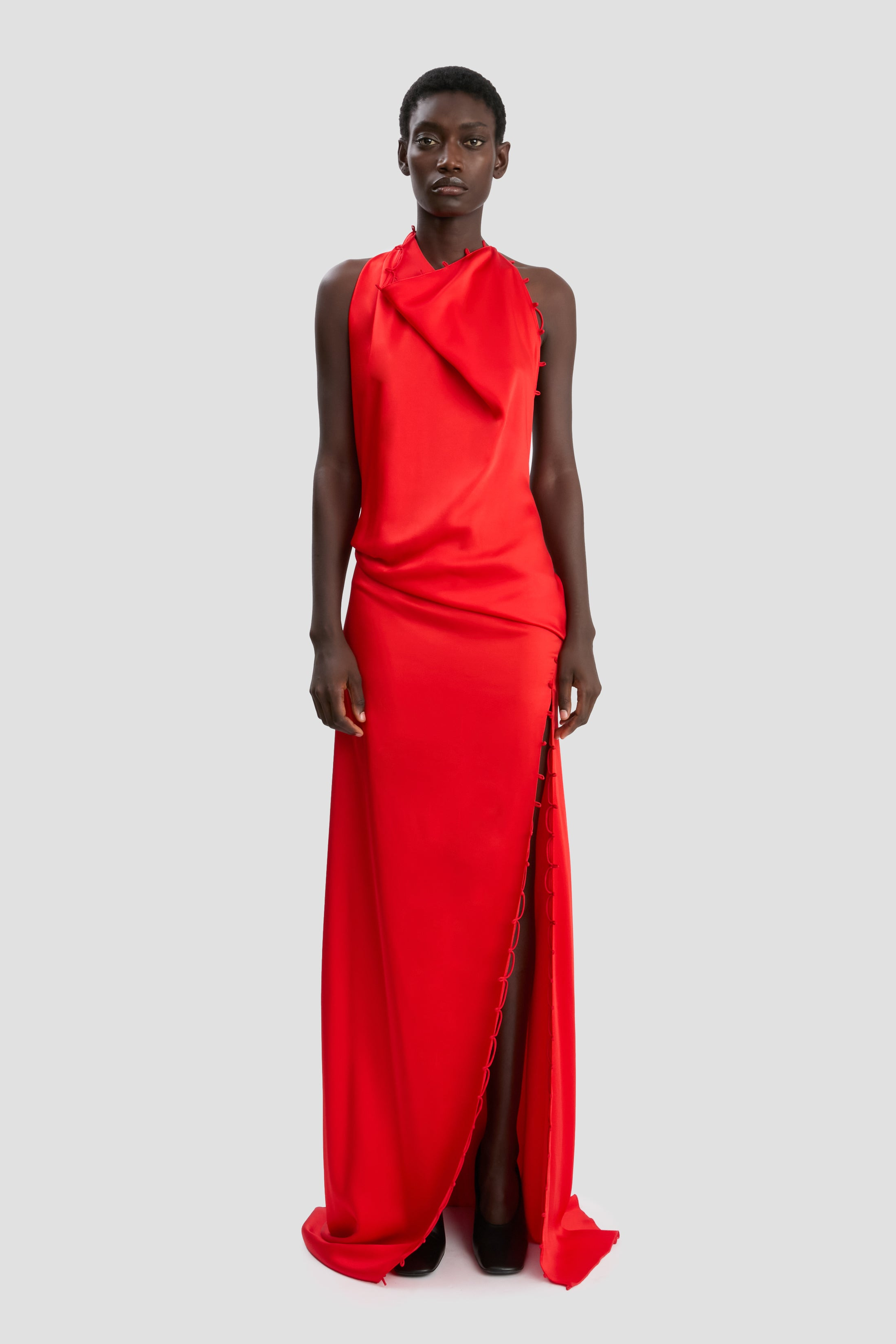 Rouleaux Detail Sleeveless Gown In Cayenne - 3