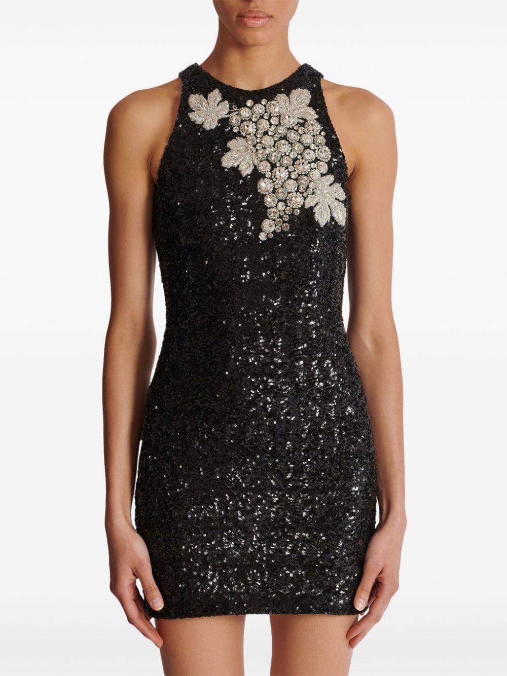 grape-embellished sequin mini dress - 5