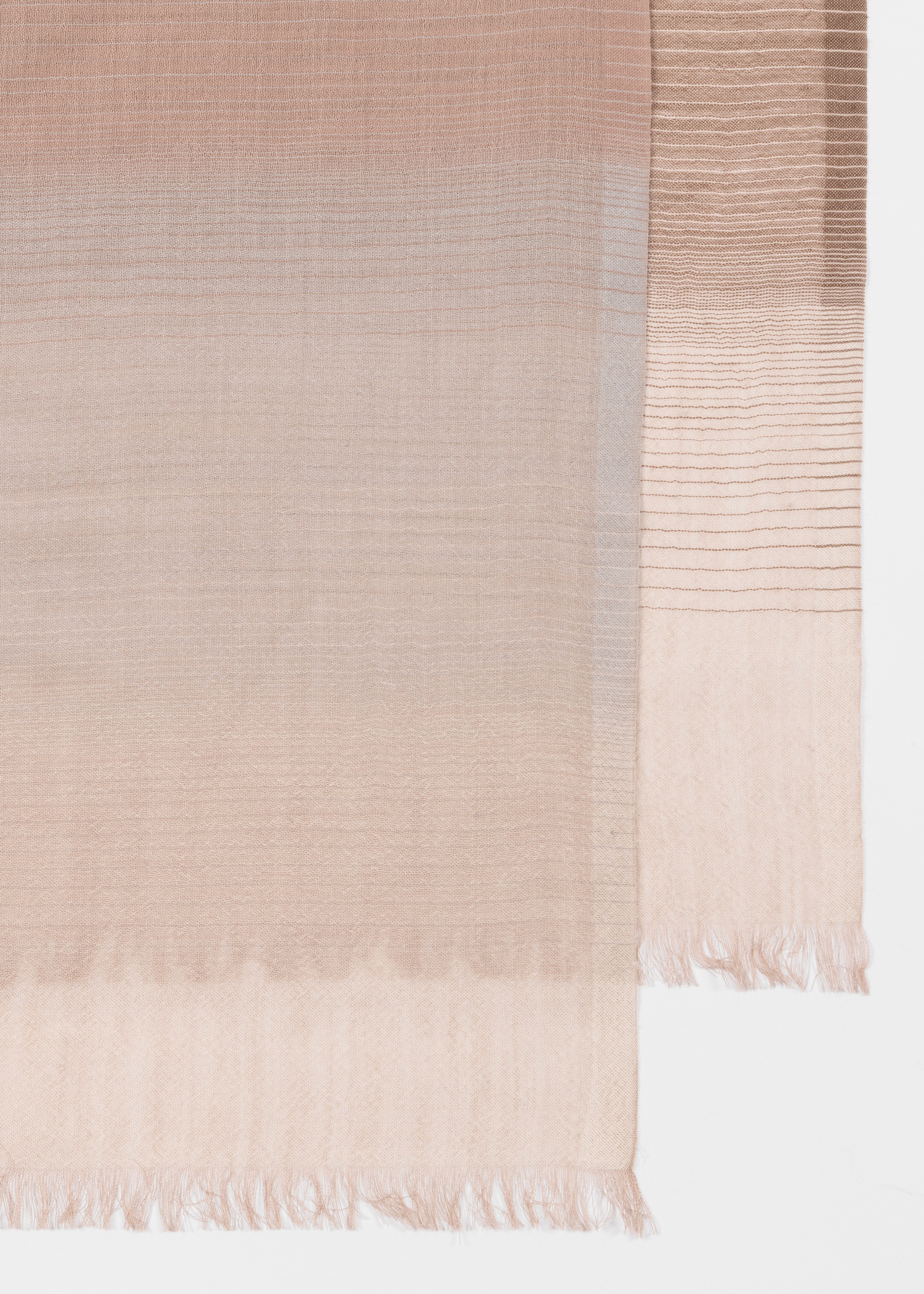 Women's Pale Pink Gradient Stripe Wool Scarf - 2