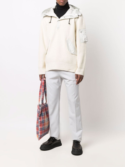 sacai rib-knit hooded jumper outlook