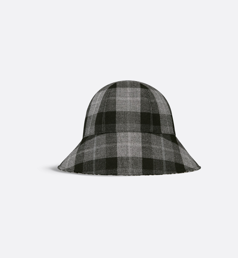 D-Tulipe Check'n'Dior Large-Brim Reversible Cloche - 1