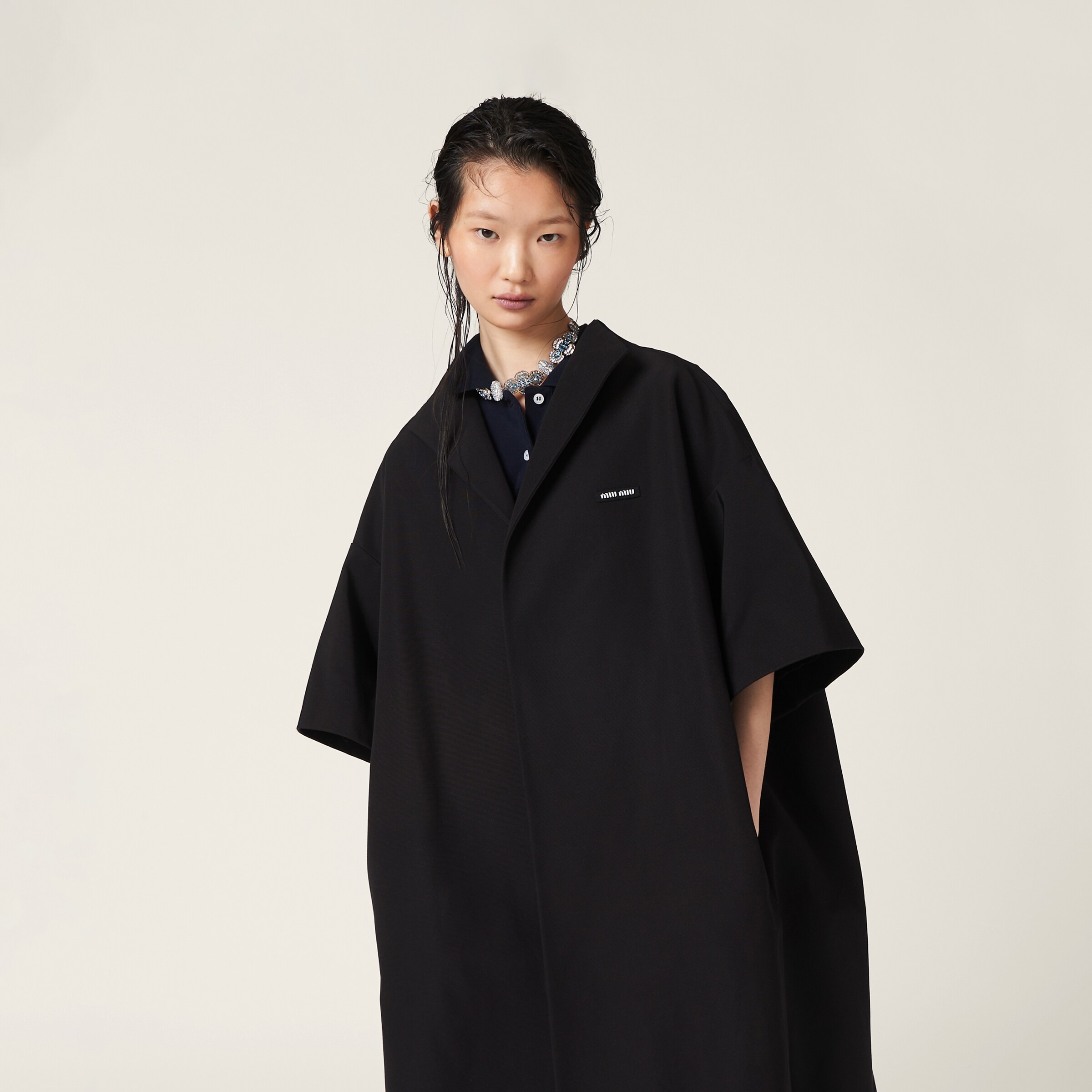 Single-breasted grosgrain cape - 4