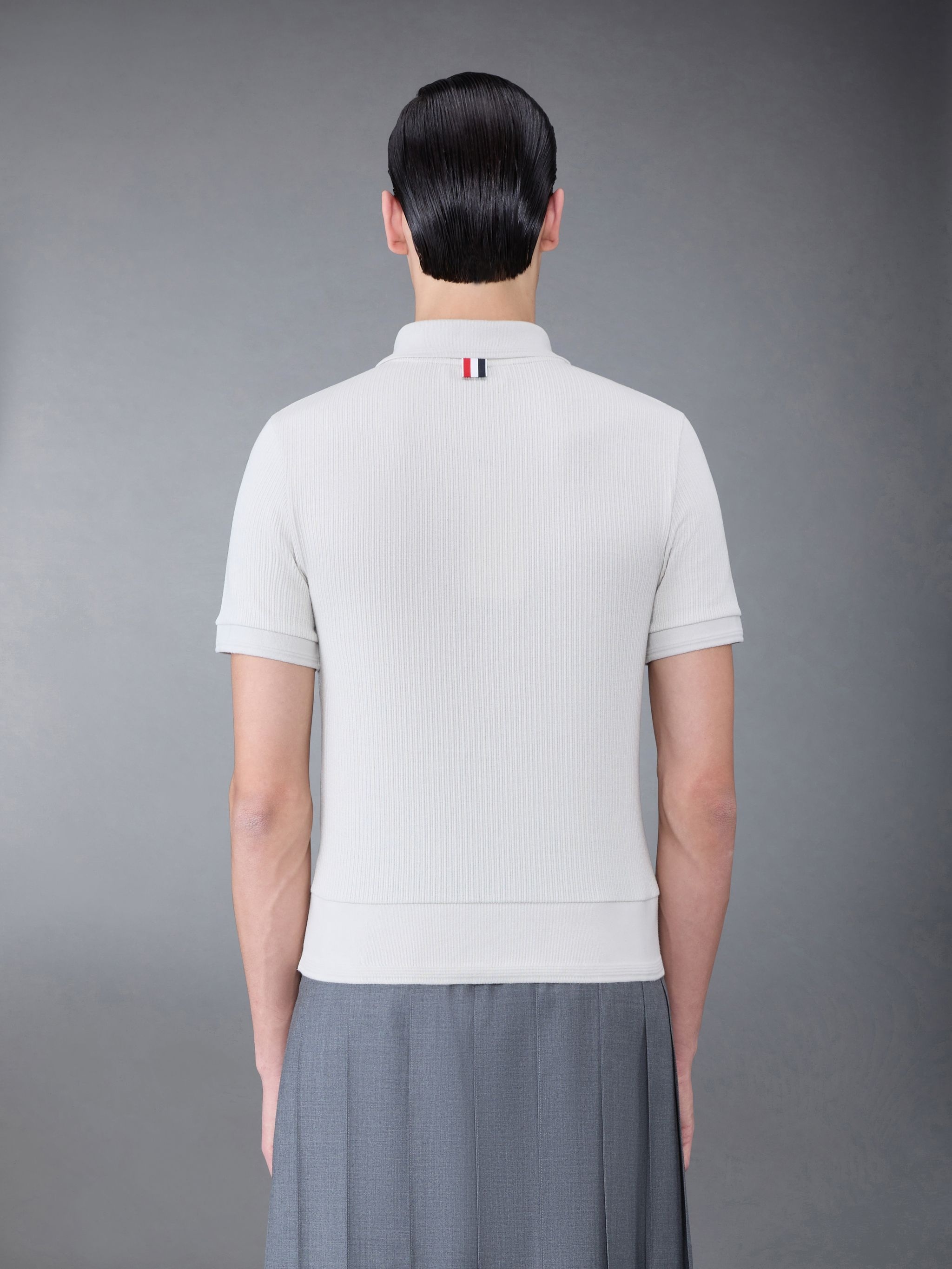 Thermal Rib Ottoman Stripe Short Sleeve Polo - 2