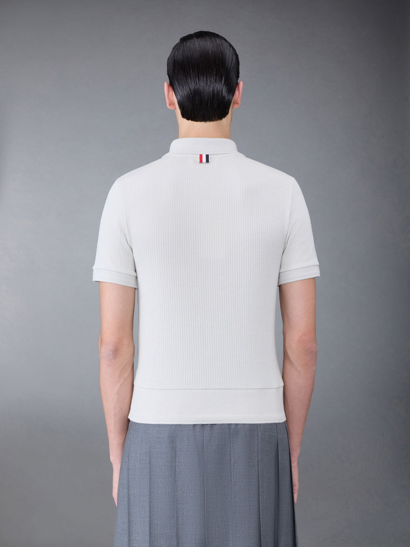 Thom Browne Thermal Rib Ottoman Stripe Short Sleeve Polo outlook