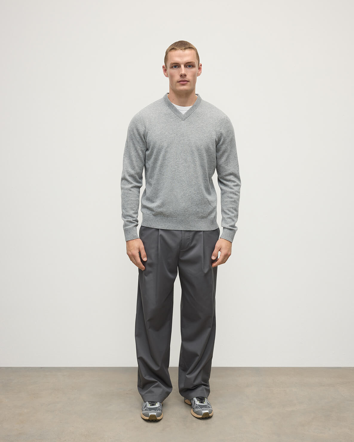 Classic Cashmere Grey V Neck Jumper - 2