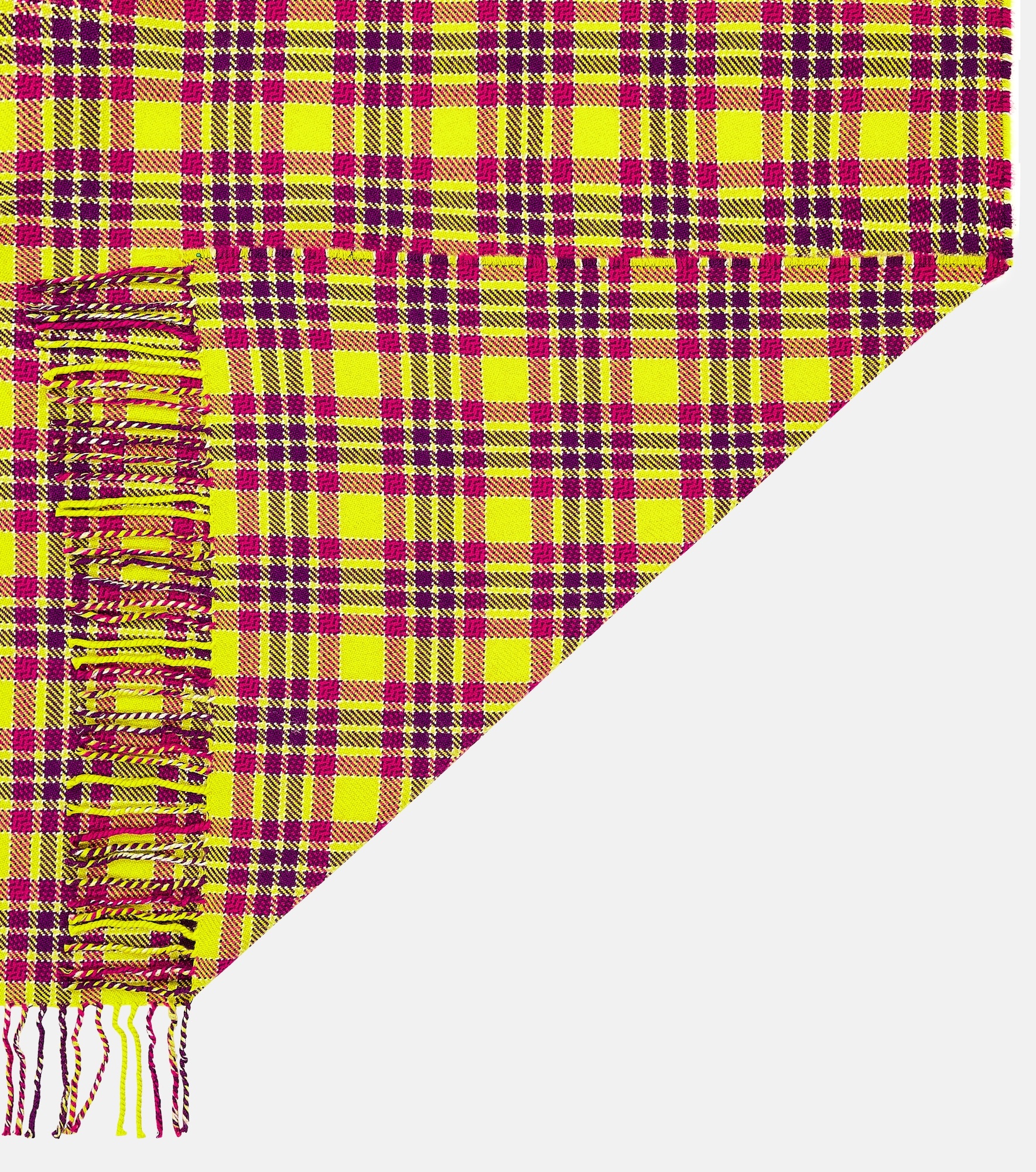 Checked fringed virgin wool scarf - 5