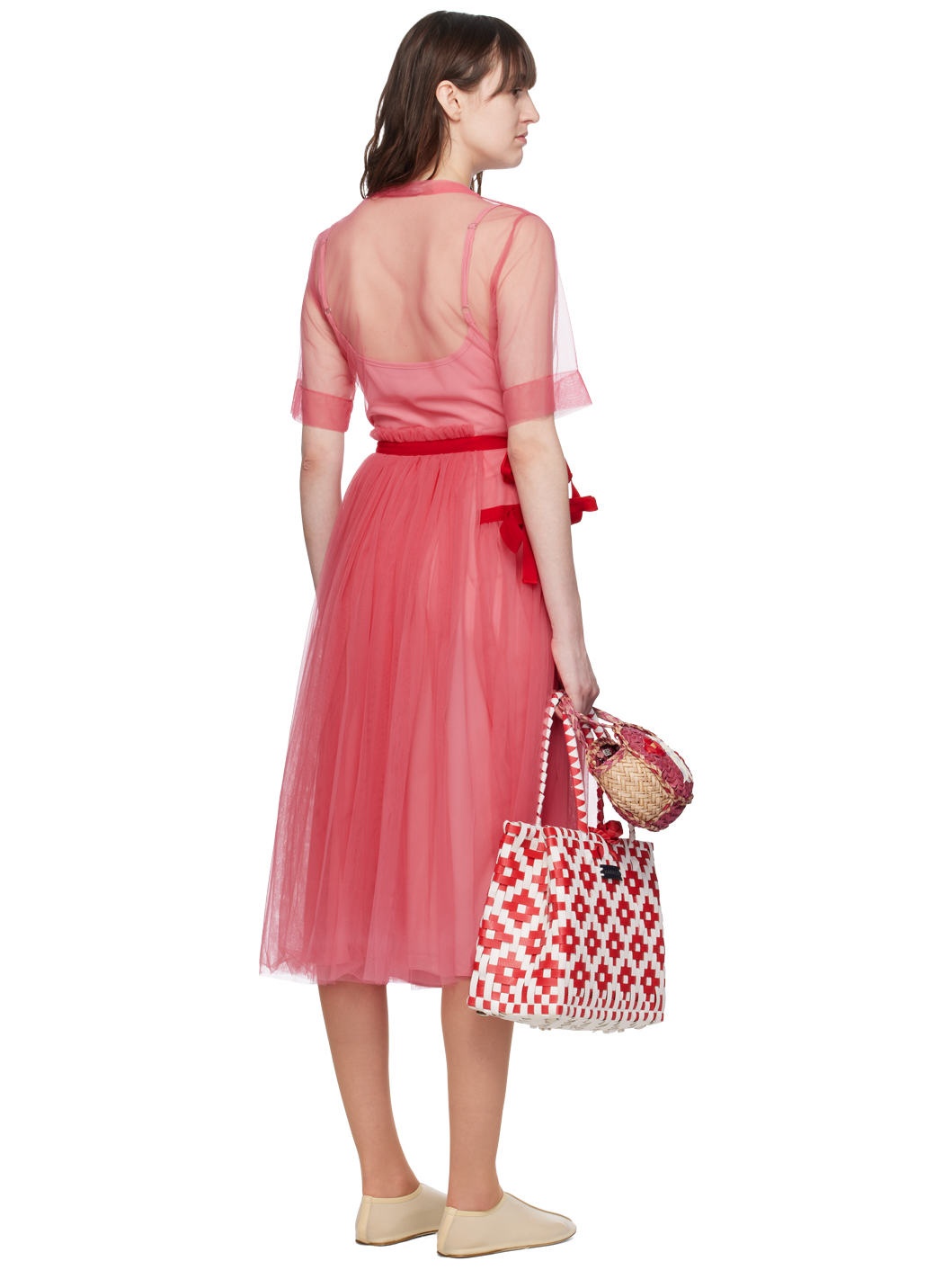 Pink Layered Midi Dress - 3