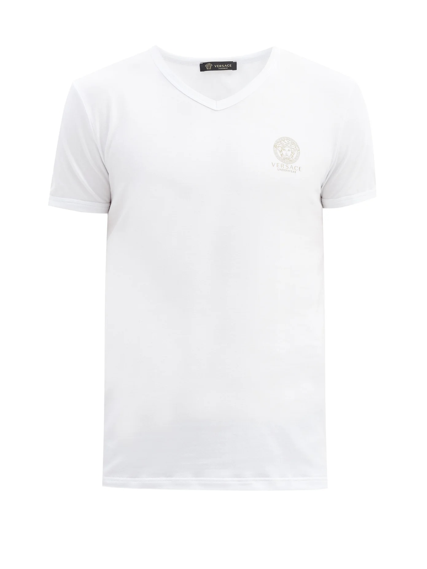 Medusa-logo V-neck cotton-blend T-shirt - 1