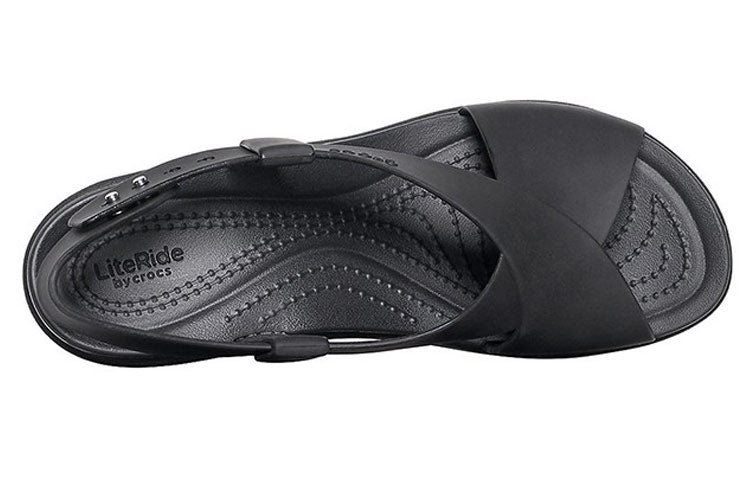 (WMNS) Crocs Brooklyn Cozy Non-Slip Sports Black Sandals 206222-060 - 4