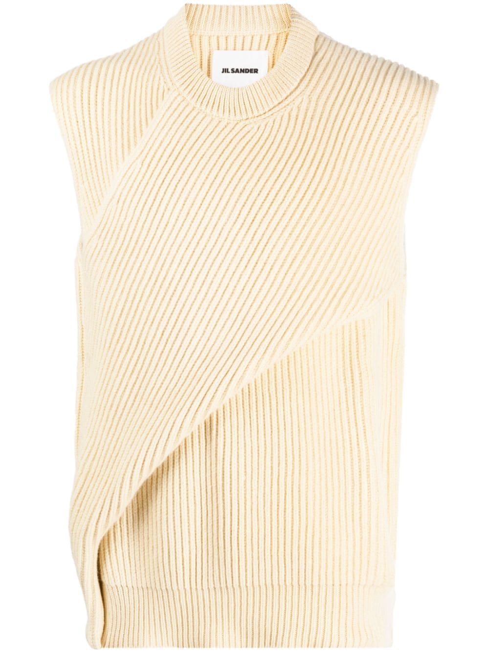 crossover-panelled ribbed-wool vest - 1