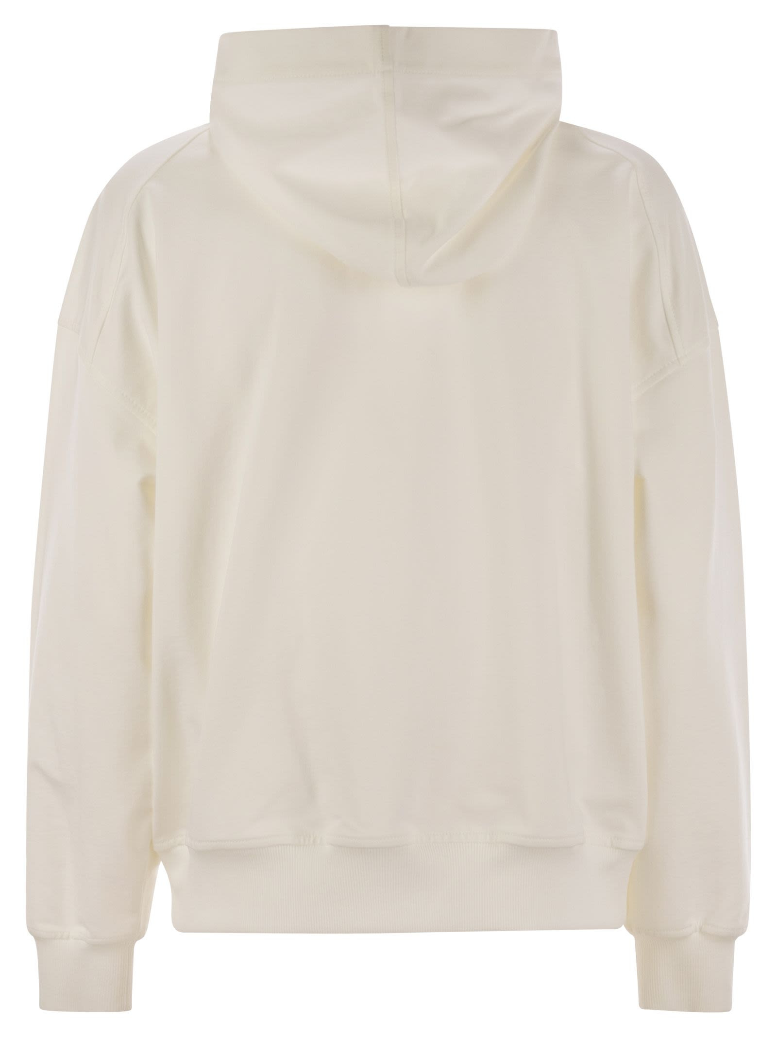 Brunello Cucinelli Women Lightweight Stretch Cotton Fleece Topwear With Zip, Hood And Shiny Trims - 2