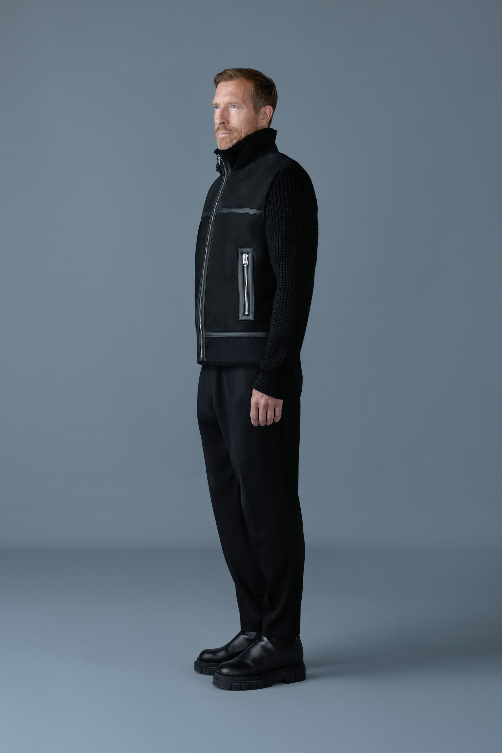JONATHAN Mixed-media shearling jacket - 3