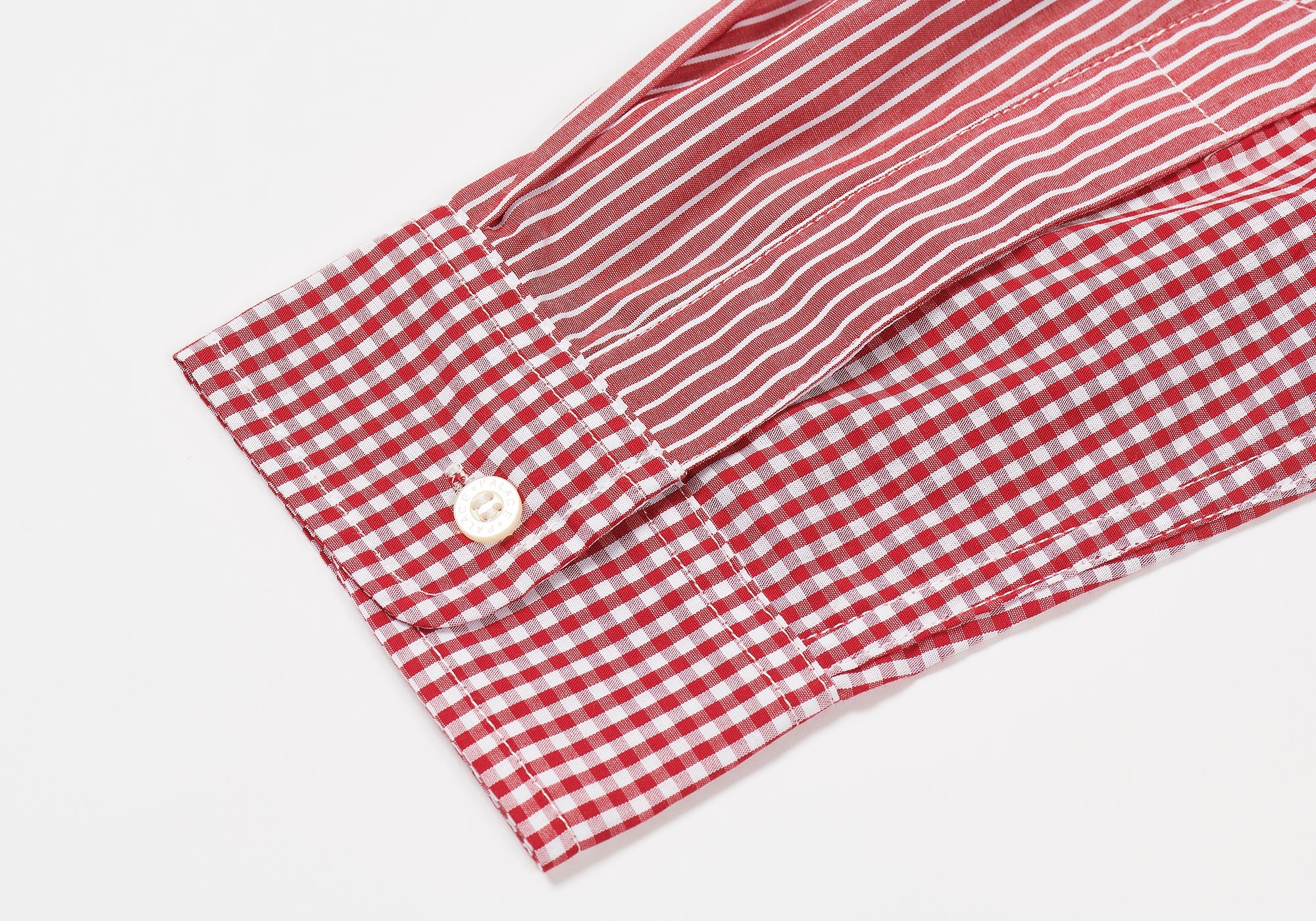 PATCHWORK STRIPE SHIRT RED - 5